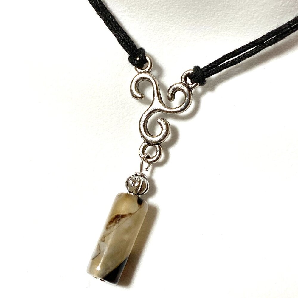 2/$20, Natural Agate Lariat Necklace, Earthy Genuine Gemstone Cord Necklace